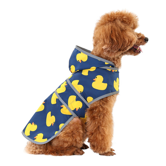 Dog Raincoat for Small Dogs Puppies Waterproof Jacket Hooded Rain Coats with Reflective Strips Leash Hole & Poncho Adjustable Fit (Duck,XS)