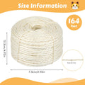 164 Feet Sisal Rope for Cat Scratching Post, 1/6 Inch Natural Cat Tree Rope, DIY Hemp Twine Rope for Repairing, Recovering Scratch Post Cats Tree Tower Replacement (White)
