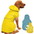 Kimee Dog Raincoat Reversible, Single Side Slicker Poncho Adjustable Waterproof Dog Rain Jacket with Leash Hole/Reflective Stripe Hooded Snowproof Windproof Clothes for Small to 3X-Large Dogs, L