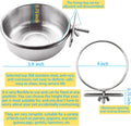 MotBach 3 Pack Bird Feeding Bowls Cups Parrot Food Water Dishes, Stainless Steel Bird Bowl Cup Dish with Clamp, Birdcage Feeder Pet Cage Bowls for Cockatiel Budgie Conure Macaw Parakeet Small Animal