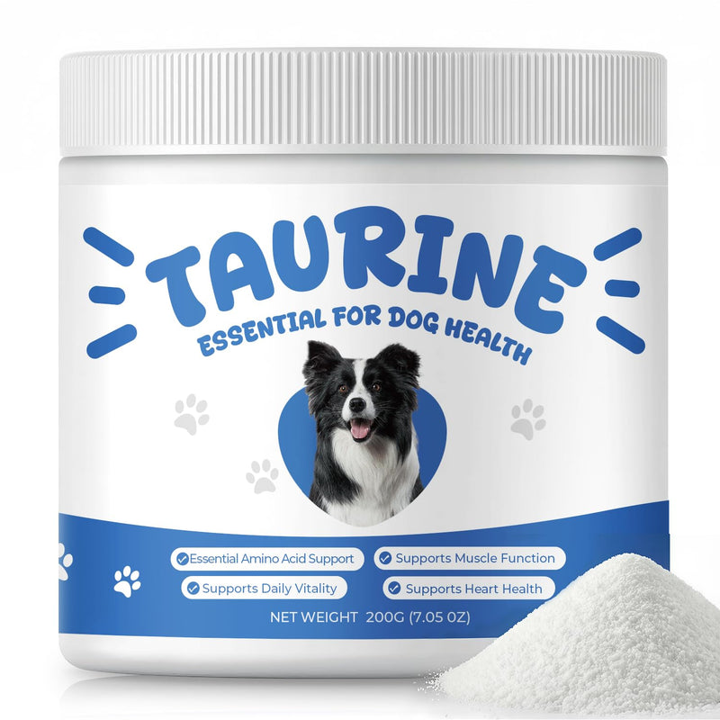 Taurine Powder Supplement for Dogs, Amino Acid Support for Heart Health & Muscle Function, Daily Canine Nutrition Powder (200 g)