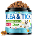 Natural Cat Flea Treatment Chewables – 500 Crunchy & Creamy Tasty Chews, Flea and Tick Prevention for Cats with Skin & Coat Support, Oral Flea & Tick Supplement & Allergy Relief for Cats, Chicken