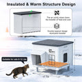 Indestructible Heated Cat House for Outside, 100% Waterproof & Weatherproof Outdoor Heated Cat House with Escape Door fo