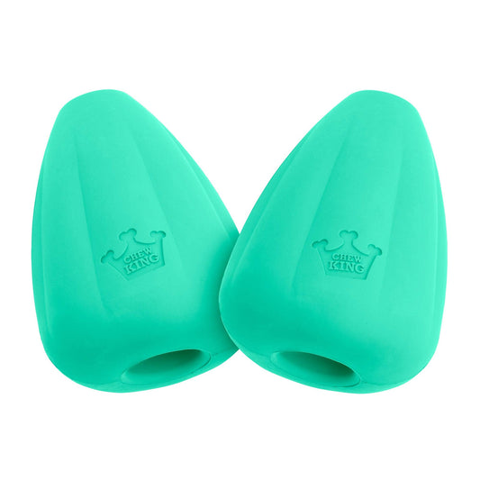 Chew King by Mammoth Premium Treat Dispensing Dog Toy, Durable Natural Rubber Chew Toy, Safety Air Vent, Interactive Enrichment Toy for Aggressive Chewers, Large Pack of 2- Teal