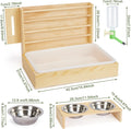 4 in 1 Rabbit Hay Feeder with Litter Box, Small Animals Hay Rack with Water Bottle, and 2 Bowls, Wooden Bunny Hay Holder