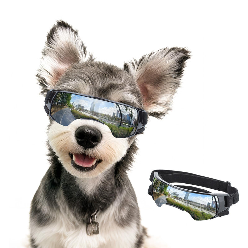 Dog Goggles for Small Dog Doggy Goggles with Adjustable Straps Anti-UV Doggie Sunglasses Windproof Eye Protection Pet Sunglasses to Small Breed, Silver