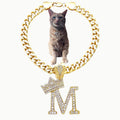 Initial Letter Cuban Chain Dog Chain Pet Chain Pet, Cat, Puppy Necklace (M, 24")