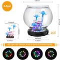 hygger 0.5 Gallon/1 Gallon Glass Fish Bowl with LED Light and Decor, Small Round Betta Fish Tank Goldfish Bowl, Round Cl