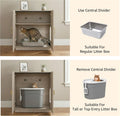 unipaws Cat Litter Box Enclosure with Shelves, Tall Hidden Litter Box Cover for Tall or Top Entry Litter Box, Kitty Enclosed Litter Box Cabinet, Cat Box Furniture, Grey
