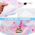 Sweetude 6 Pcs Rat Hammock Set Ferret Hanging Tunnel 3 Tier Guinea Pig Hammocks Hideout Soft Chinchilla Bed for Cage Acc