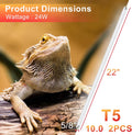 LUCKY HERP T5 UVB Reptile Light 2 Pack, 24W UVB 10.0 Reptile Light Bulb, UVA UVB Fluorescent Lamp Tube, UVB Lamp for Liz