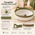 Instinct Basket for Cats - Handwoven Cotton Rope Enrichment Bed with Attached Toy Tail, Scratchable Interactive Pet Nest Features Flexible Walls to Fight Boredom & Protect Furniture (Gray, L)