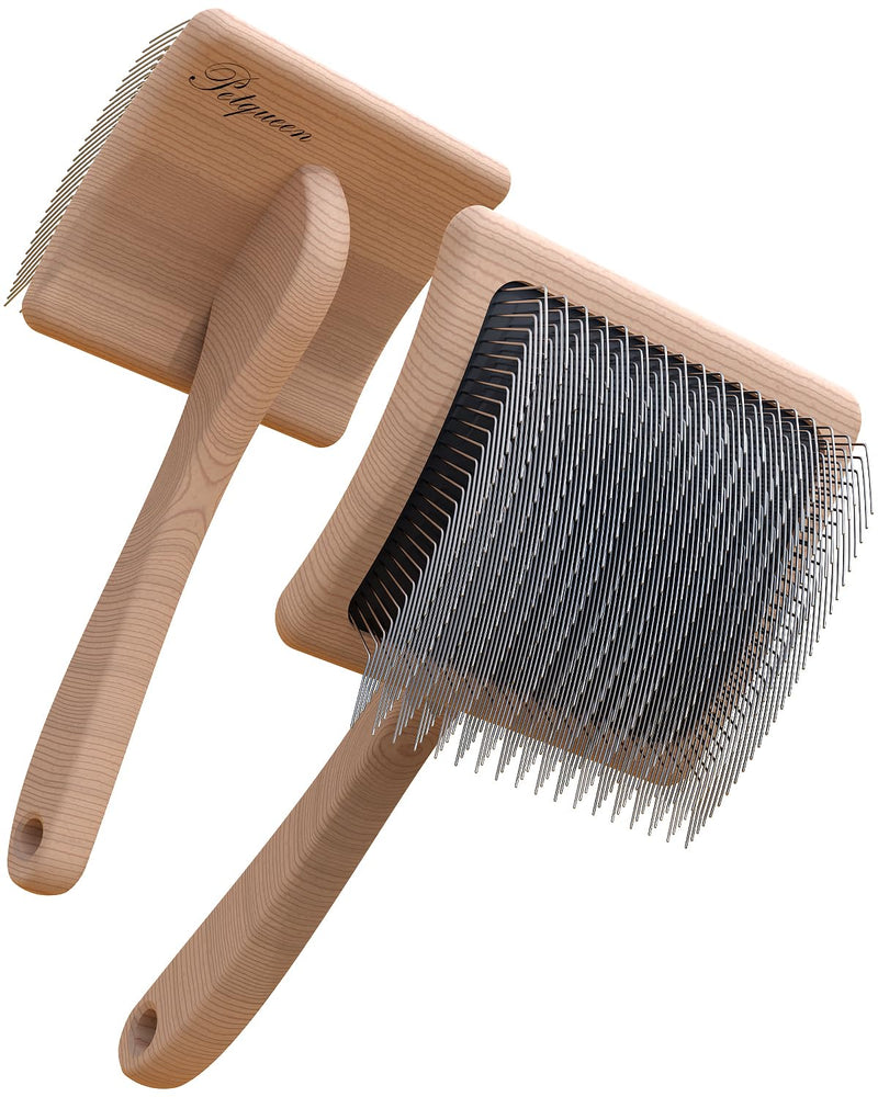 Petqueen Dog Slicker Brush for Large Dogs, Professional Doodles Brush for Poodles, Goldendoodles and Labradoodles - Easy to Remove Tangles, Mats and Fluff - 3.8
