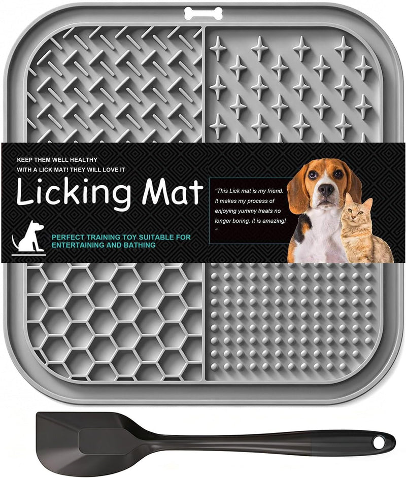 Licking Mat for Dogs & Cats with Suction Cups, 1 Pack Square Dog Slow Feeder Lick Pat for Anxiety Relief & Boredom, Dog 