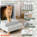 Midollarle Elevated Cat Ramp for Litter Box, 2 Steps Cat Pedal Step Stool with Wooden Base, Detachable Double Layered Cats Litter Trapper, Suitable for Small&Elderly Cats, Non-Slip(Grey)