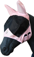 T TEKE Fine Mesh Horse Fly Mask with Ears, UV Blocking 3D Eye Visor with Extra Fleece Cushioned Forehead, Protection fro