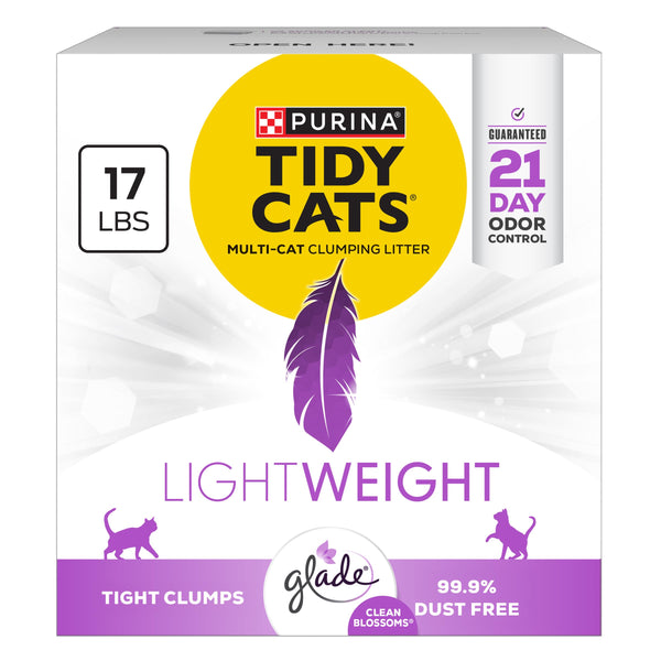 Purina Tidy Cats LightWeight With Glade Clean Blossoms Multi-Cat, Clumping, Low Dust, Scented Cat litter - 17 lb. Box