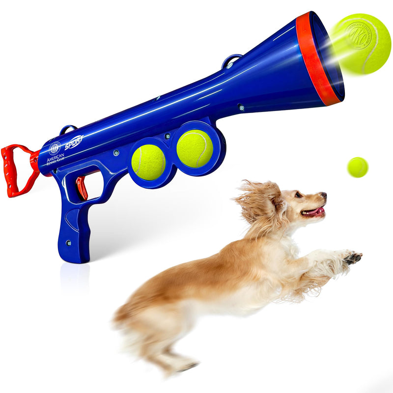 American Kennel Club Dog Ball Launcher, Tennis Ball Thrower for Dogs, Interactive Fetch Toy, Hands-Free Pickup, Launches 40-50+ ft, Includes Ball & Strap, Promotes Active Play & Exercise, Medium