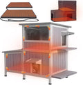 GUTINNEEN Extra Large Heated Cat House Outdoor Insulated Cat House 2-Section Weatherproof Feral Cat Shelter with Safe He