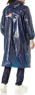 NFL Waterproof Rain Poncho for Adults, Sporty, Elastic Sleeves and Drawstring Hood, Unisex Rain Coat