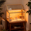 Hamster Cage: 24inch Wooden Small Animal Cage with Warm Light