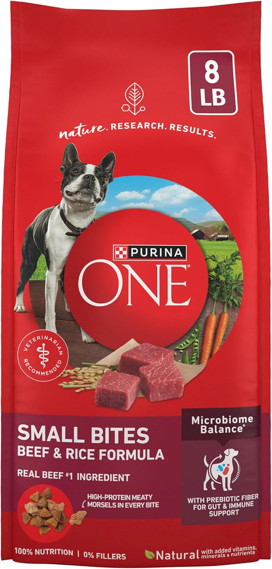 Purina ONE Small Bites Beef & Rice Dry Dog Food, 8 lb Bag