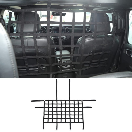 Car Rear Seat Isolation Barrier Net Back Pet Dog Seat Divider for Jeep Wrangler JK JL Unlimited 2007-2025 Gladiator JT 2 Door 4 Door for Pet Children Safe Drive (Black)