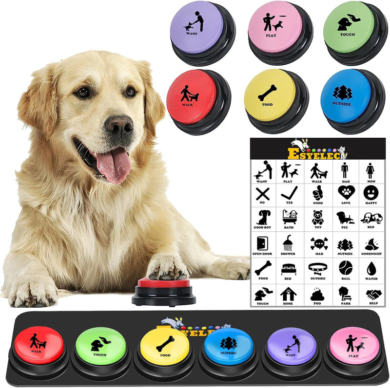 6 Pcs Dog Talking Button Set, Dog Buttons for Communication 30s Voice Recording Speaking Button Pet Speech Training Buzz