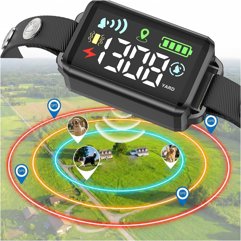 GPS Wireless Dog Fence System, 48H Battery Electric Fence for Dogs
