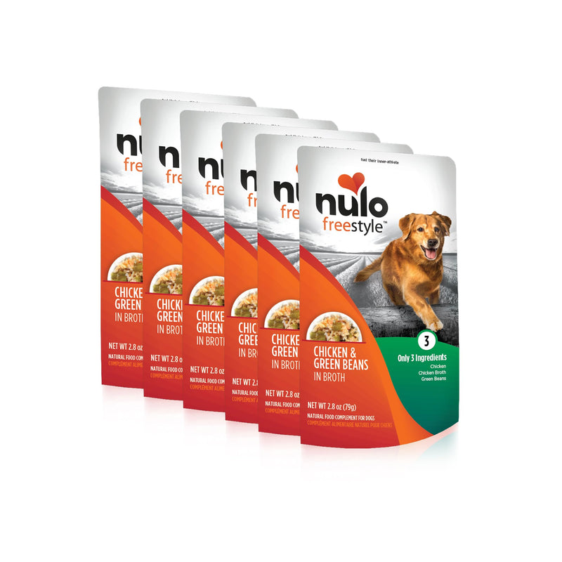 Nulo Freestyle Chicken & Green Beans in Broth Real Meat Dog Food Topper, 2.8 Ounce (Pack of 6)