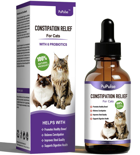 PuPulse Cat Constipation Relief, Constipation Relief for Cat, Cat Laxative Constipation Relief, 100% Natural Cat Laxative with Probiotics Cat Stool Softener, Promotes Digestive Health - 2 fl oz