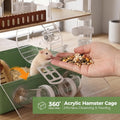 Acrylic Hamster Cage Clear Hamster Habitat with Running Wheel & Hideout