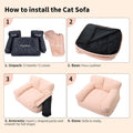 KHONSU PET Pink Cat Couch Sofa Bed - Fluffy Orthopedic Pet Lounge for Indoor Cats, Removable Washable Cover, Supportive 