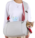 Dog Sling Carrier for Small Dogs & Cats up to 10lbs, Soft Puffy Lightweight Cat Sling Carrier with Adjustable Padded Shoulder Strap & Storage Pocket for Hands-Free Walking & Hiking Grey