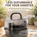 Portable Hamster Travel Cage, Lightweight Breathable Small Animal Travel Box with Drinking Bottle &Running Wheel for Hed