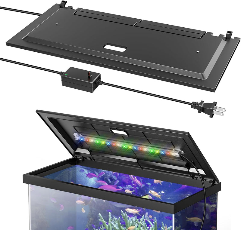 LED Aquarium Hood, Colored Lights, Fits 24