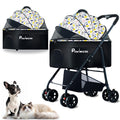 PawLuxe 4 Wheels Pet Stroller 4 in 1 Pet Stroller with Detachable Carrier for Small & Medium Dogs Cats up to 55 lbs Easy-Folding Travel Dog Wagon with Car Seat Breathable Mesh,White Cartoon