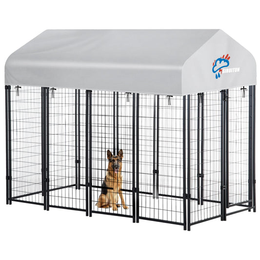 SIRUITON 8x4FT Outdoor Dog Kennel Replacement Cover, Heavy Duty 600D Oxford Fabric with Sun/Rain Dog Play Pen Top Cover Sun Shade Specialized,Snowproof,Sun( Covers Only)