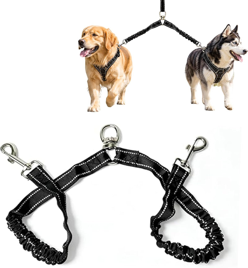 Double Dog Leash 360 Swivel Tangle Free for 2 Dogs 15-27 Inch
