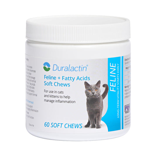 PRN Pharmacal Duralactin Feline & Fatty Acid Soft Chews - Joint Health Supplement for Cats & Kittens - Helps Support Inflammation - Omega 3 Fatty Acid Supplement - Chicken-Liver Flavor - 60 Soft Chews