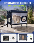 Heated Outdoor Cat House for Outside (Dark Blue,28"x16"x16")