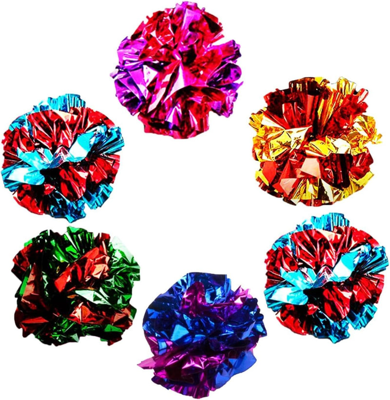 SunGrow Cat Crinkle Balls, Mylar Interactive Toys for Indoor Cats, 6 Pcs