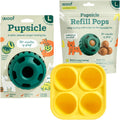 WOOF Starter Pack - Interactive Dog Ball Toy for Boredom - Dog Treat Molds Silicone - Chicken-Flavored Healthy Treats for Dogs - Pupsicle Doggy Enrichment Toy - for Large Pups - 25-75 lbs