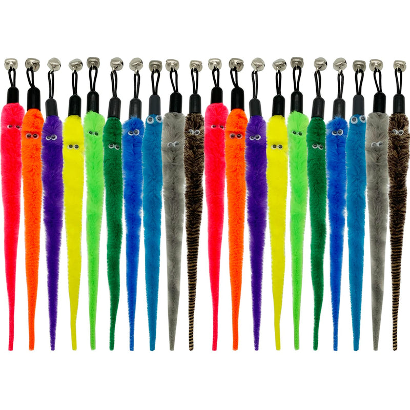 CATENESS Cat Worm Toy Refills, 20 Pieces Cat Wand Attachments Worms Toy for Indoor Cats (A)
