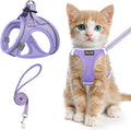 Cat Harness and Leash for Walking Escape Proof, Adjustable Kitten Vest Harness Reflective Soft Mesh Puppy Harness for Ou