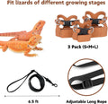 3 Pack Bearded Dragon Harness and Leash Set, Small Animal Traction Rope