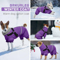BRKURLEG Purple Dog Coat with Harness, Dog Winter Jacket, Dogs Onesie Body Warm Jackets, Small Dogs Winter Coats Reflective Windproof Warm Cold Weather Coats, Pet Waterproof Jackets, M