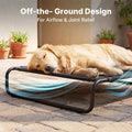 Veehoo Cooling Elevated Dog Bed, Outdoor Dog Bed for Large Dogs, Raised Dog Cot with Thickened Frame, Durable Teslin Mesh & Anti-Slip Rubber Feet, Pet Hammock for Indoor or Camping, 41" x 26", Black
