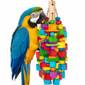 Zephyriel Large Bird Toy, 20 in XL Parrot Toys Natural Wood Blocks Bird Chew Toy for Foraging, Stainless Steel Chain Hanging Cage Toy for Macaws, Cockatoos, African Greys and Large Parrots-1.65 lb