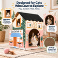 American Cat Club Cat House with Scratcher & Catnip Included - Coffee House